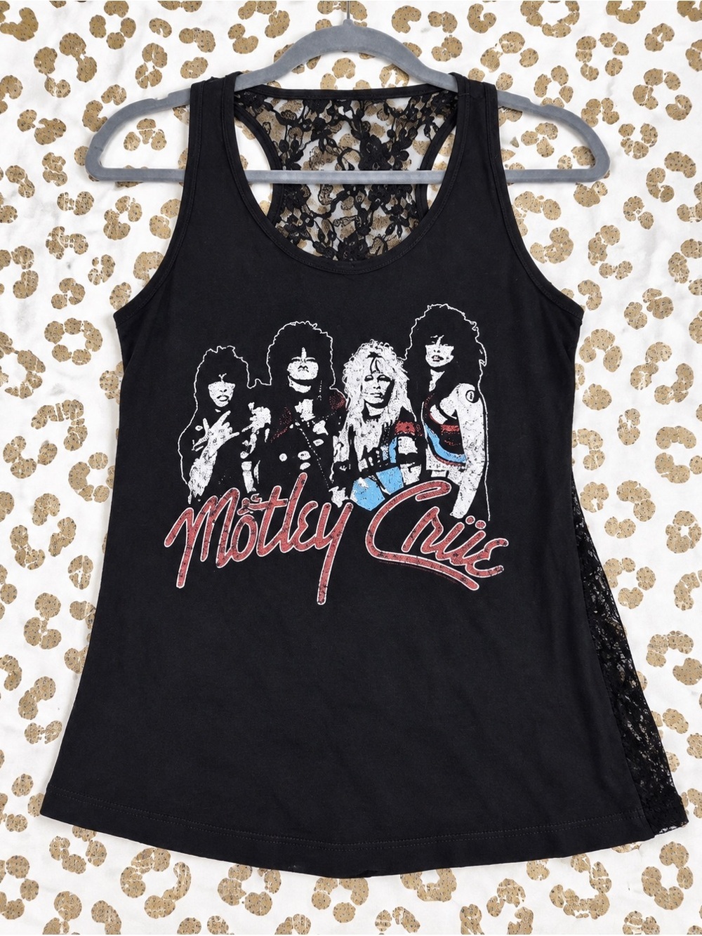 Mötley Crüe Black Lace Graphic Tank Top Small Goth Rock